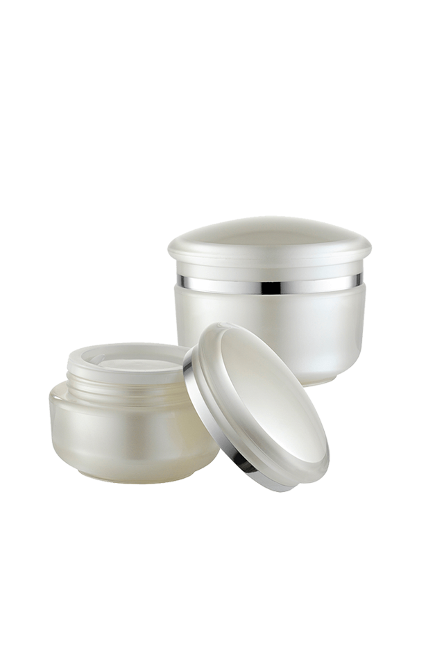 drum shaped cream jar with bottle face jar
